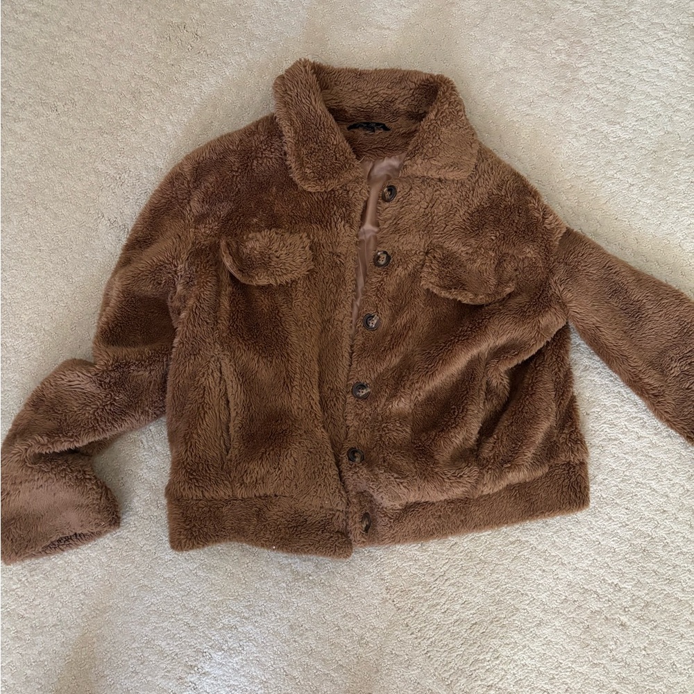 Honey Punch Brown Teddy Jacket